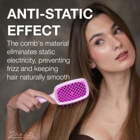 Janeke Superbrush Lilac-Fux anti-static carbon-infused material reduces flyaways