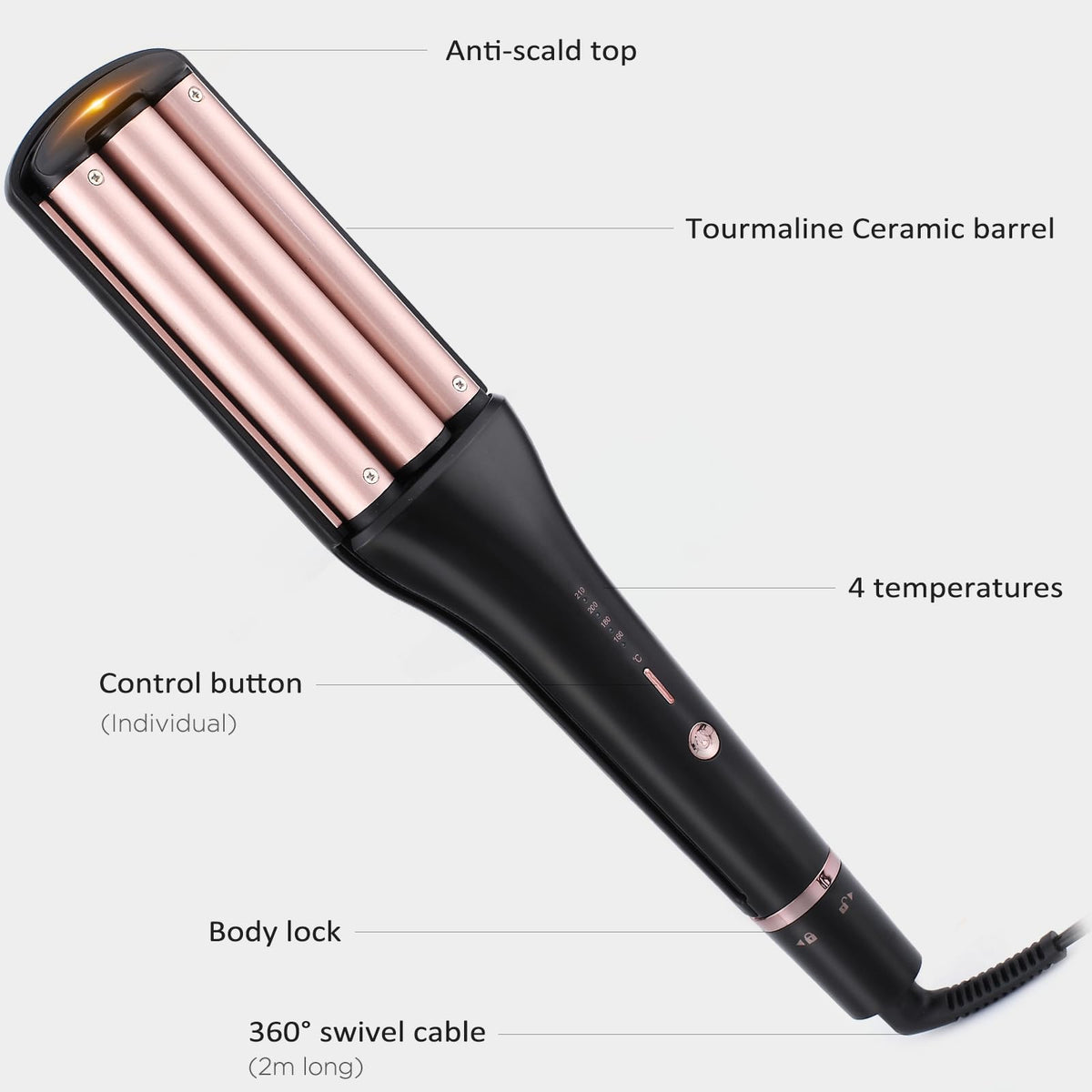 Janelove 4in1 crimper LED display shows precise temperature