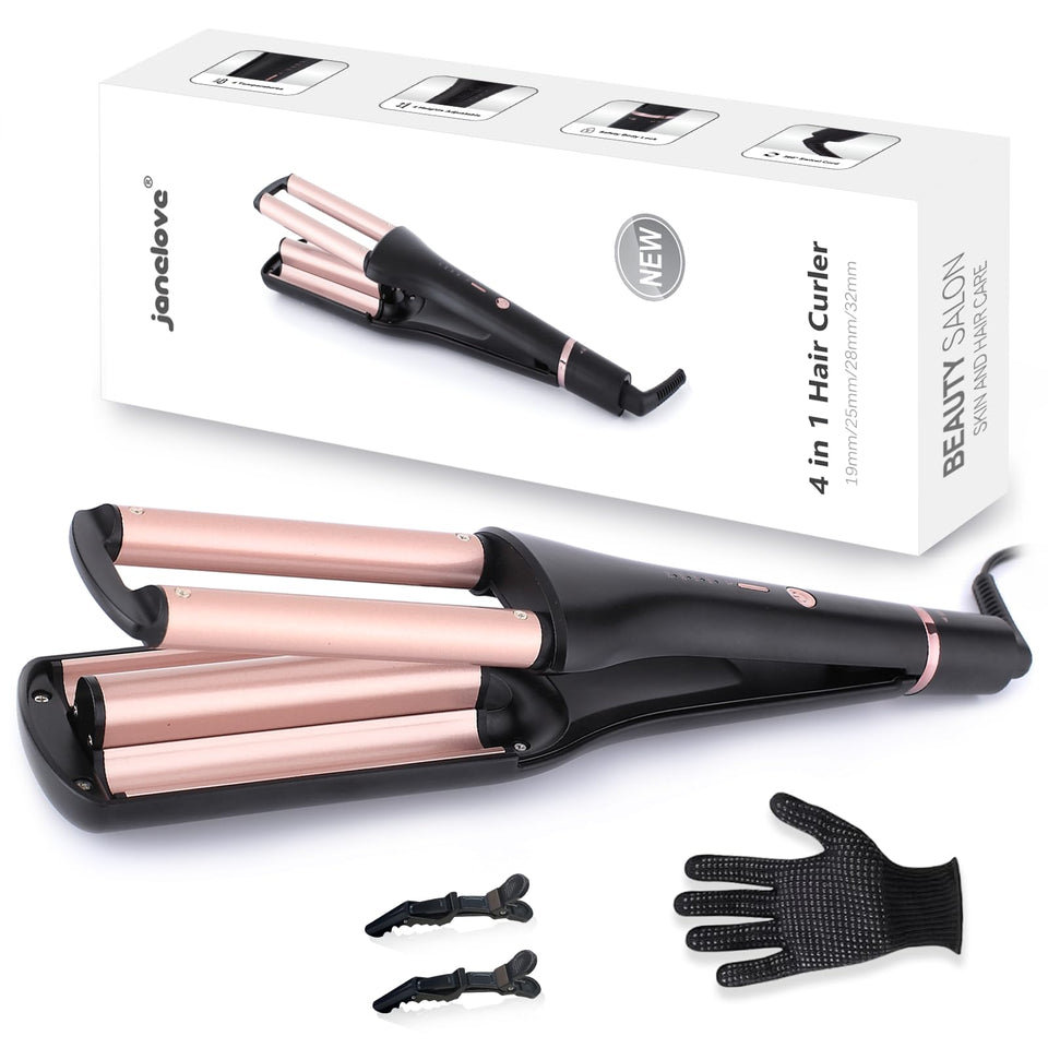 Janelove 4in1 crimper zero point seven five inch waves for versatile beachy styles