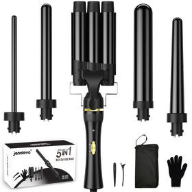 Janelove 5-in-1 wand curling iron set enables versatile daily styling options.