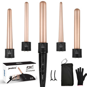Janelove 5-in-1 wand set unboxing shows complete curling kit for versatile styling