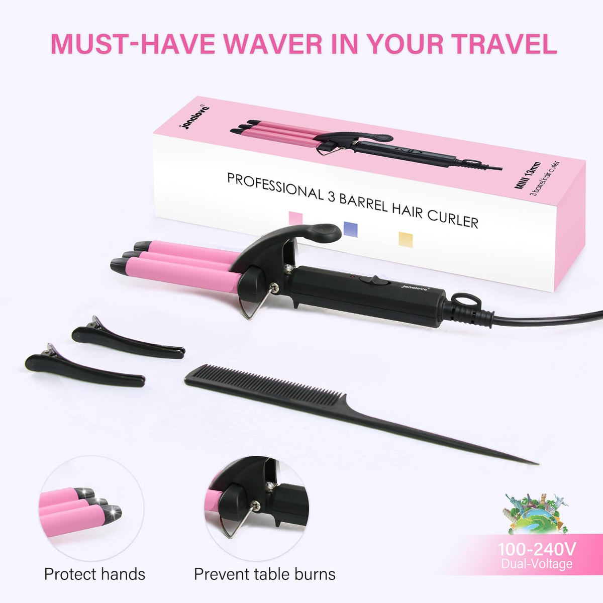 Janelove dual voltage design for global travel and on-the-go styling.