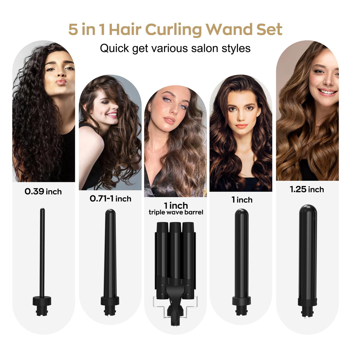 Janelove interchangeable barrels collection allows quick customization for different curl sizes.