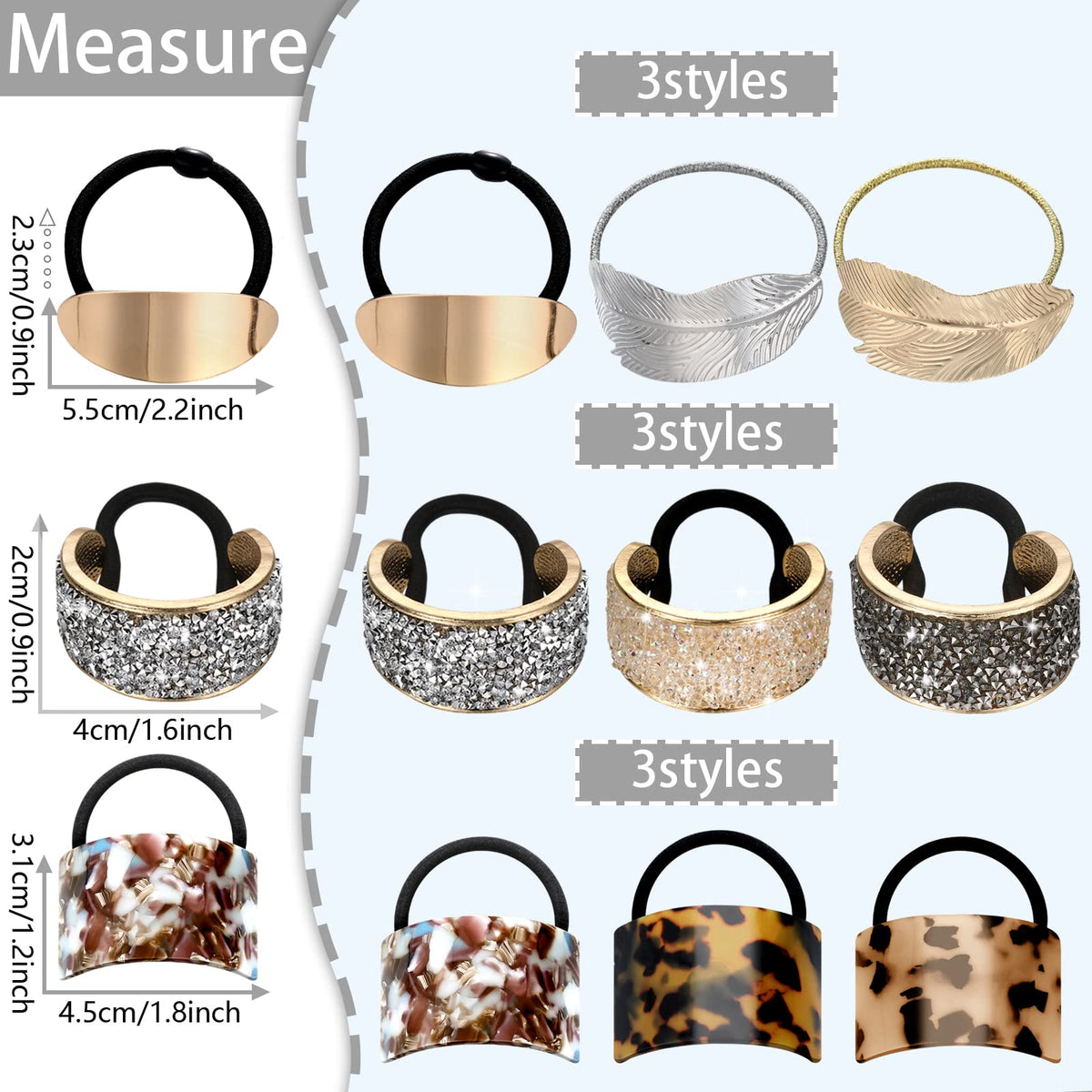 Janinka rhinestone glitter ponytail holder adds sparkle for special occasions.