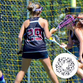 Janinka lacrosse scrunchie worn on the wrist as a stylish accessory