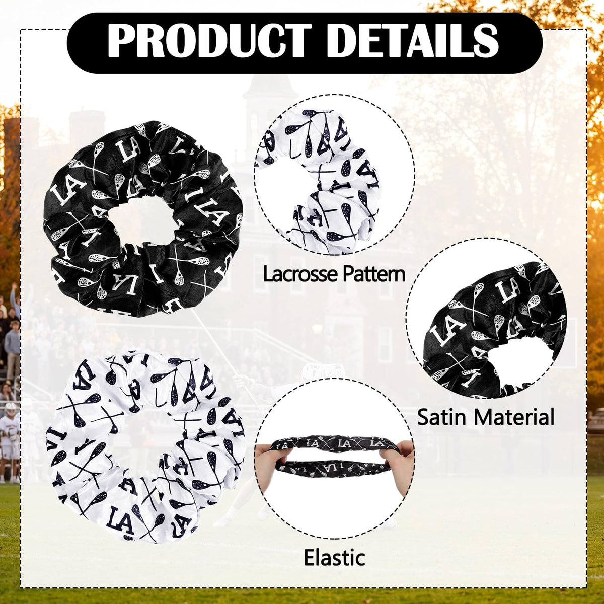 Janinka lacrosse scrunchies black and white secure ponytails