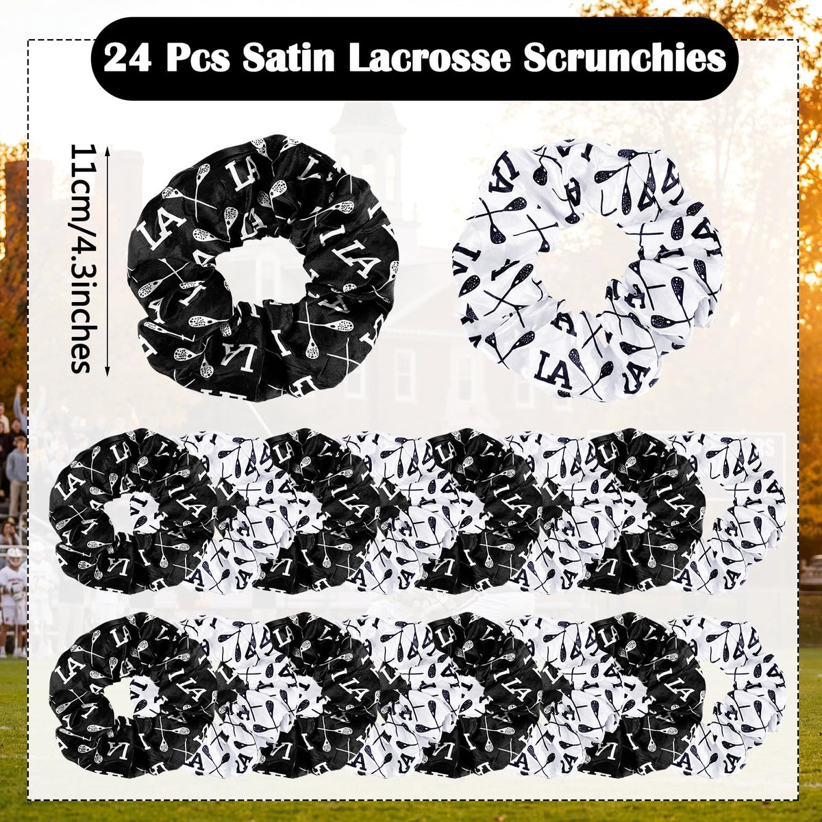 Janinka satin lacrosse scrunchie soft hair tie prevents tangling