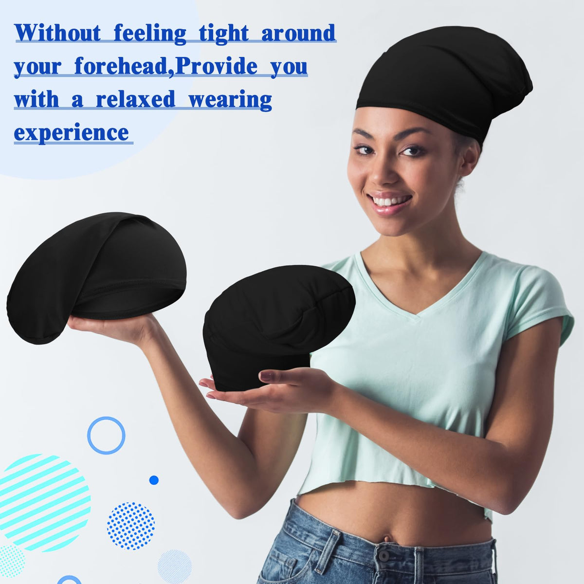 Janmercy dreadlock cap packaging shown, easy to gift and store for travel.