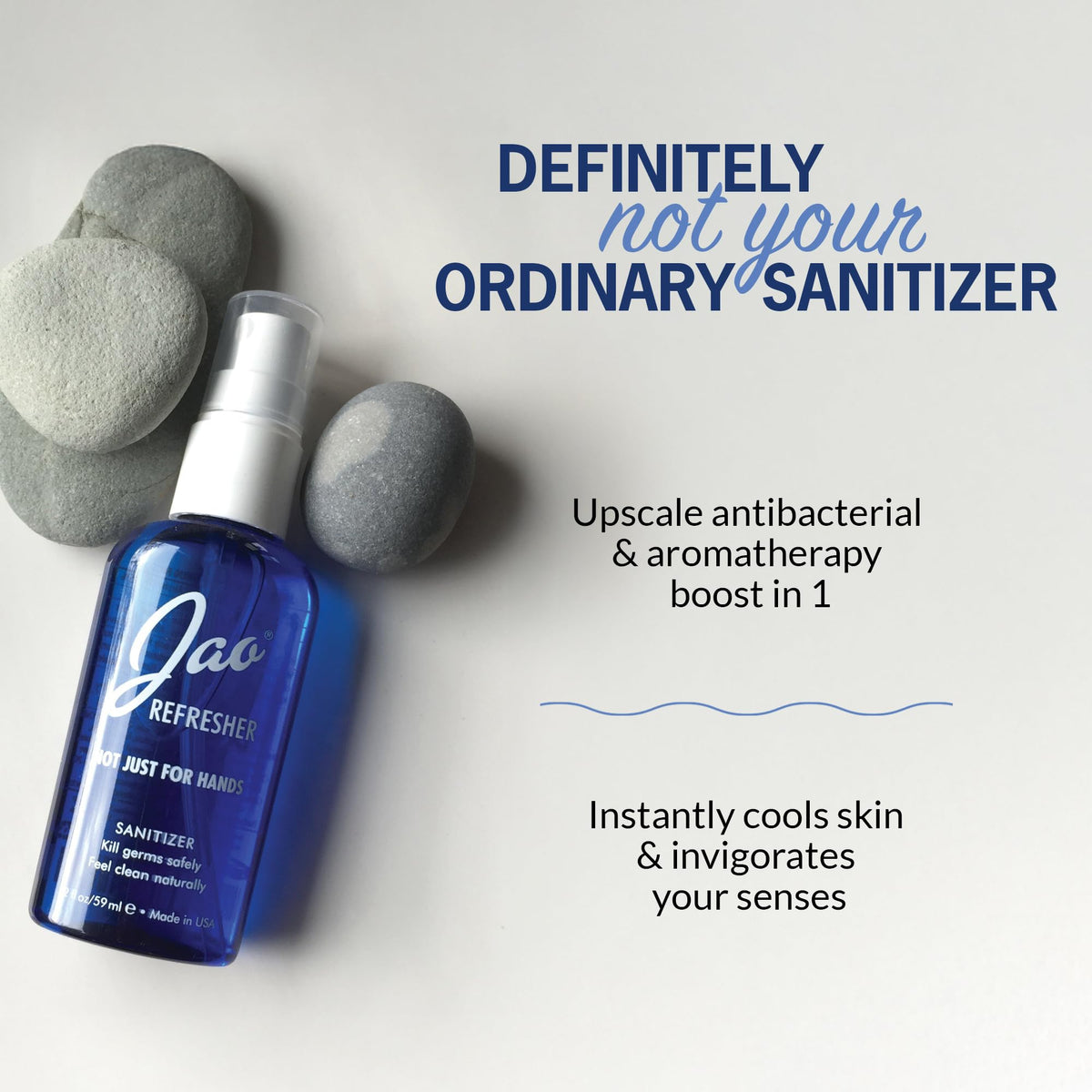 Jao Refresher hands application showing moisturizing sanitizer