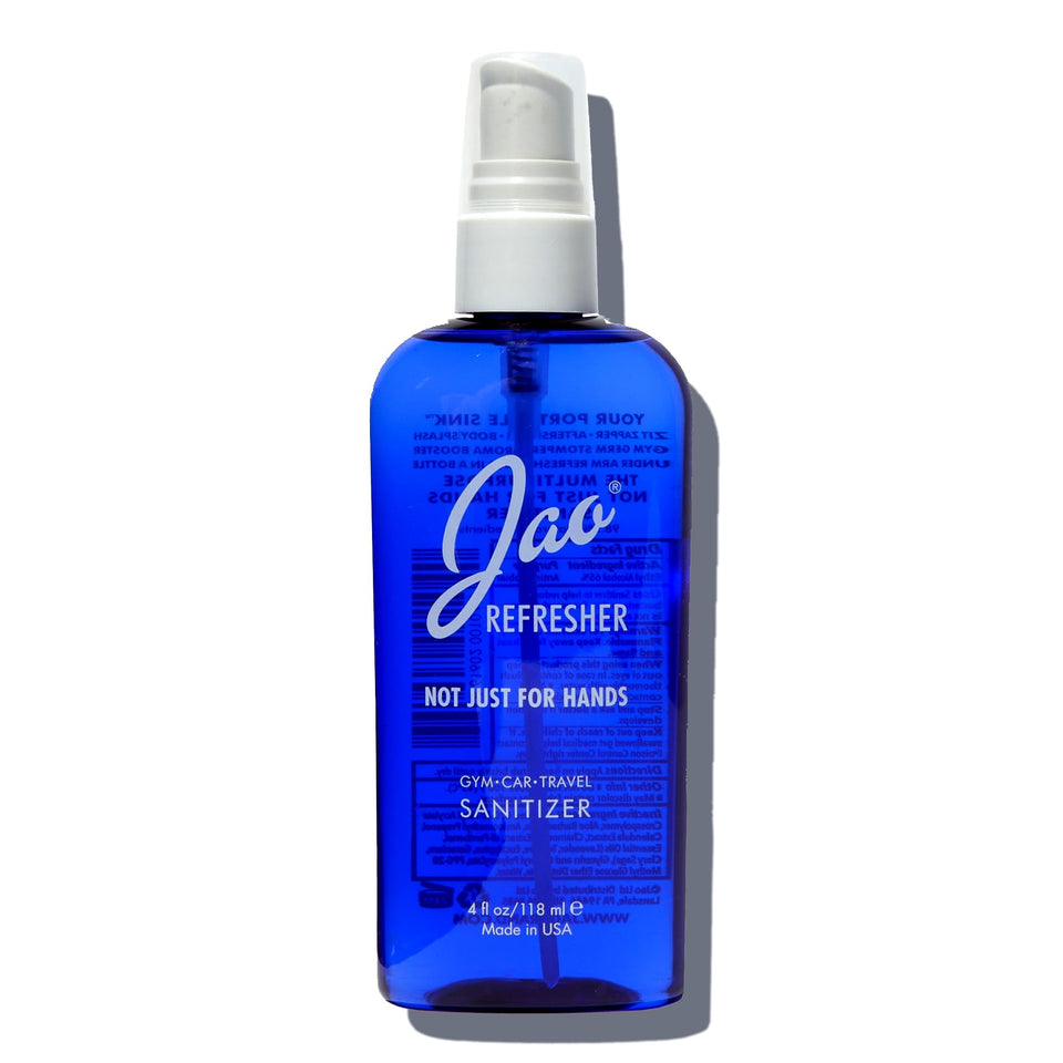Jao Refresher bottle close-up for travel-ready cleansing on the go