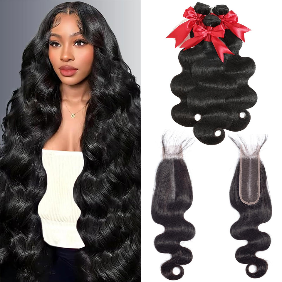 JARAMA 12A body wave bundles with closure for a natural sew-in look.