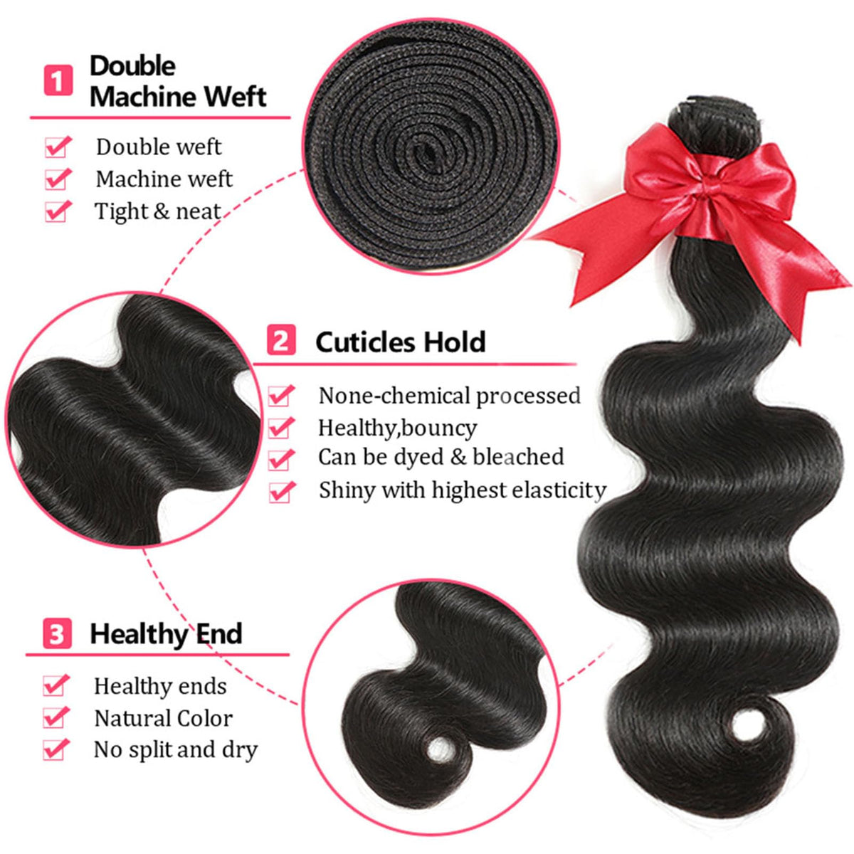 JARAMA Brazilian virgin hair texture highlights soft, smooth strands with bounce