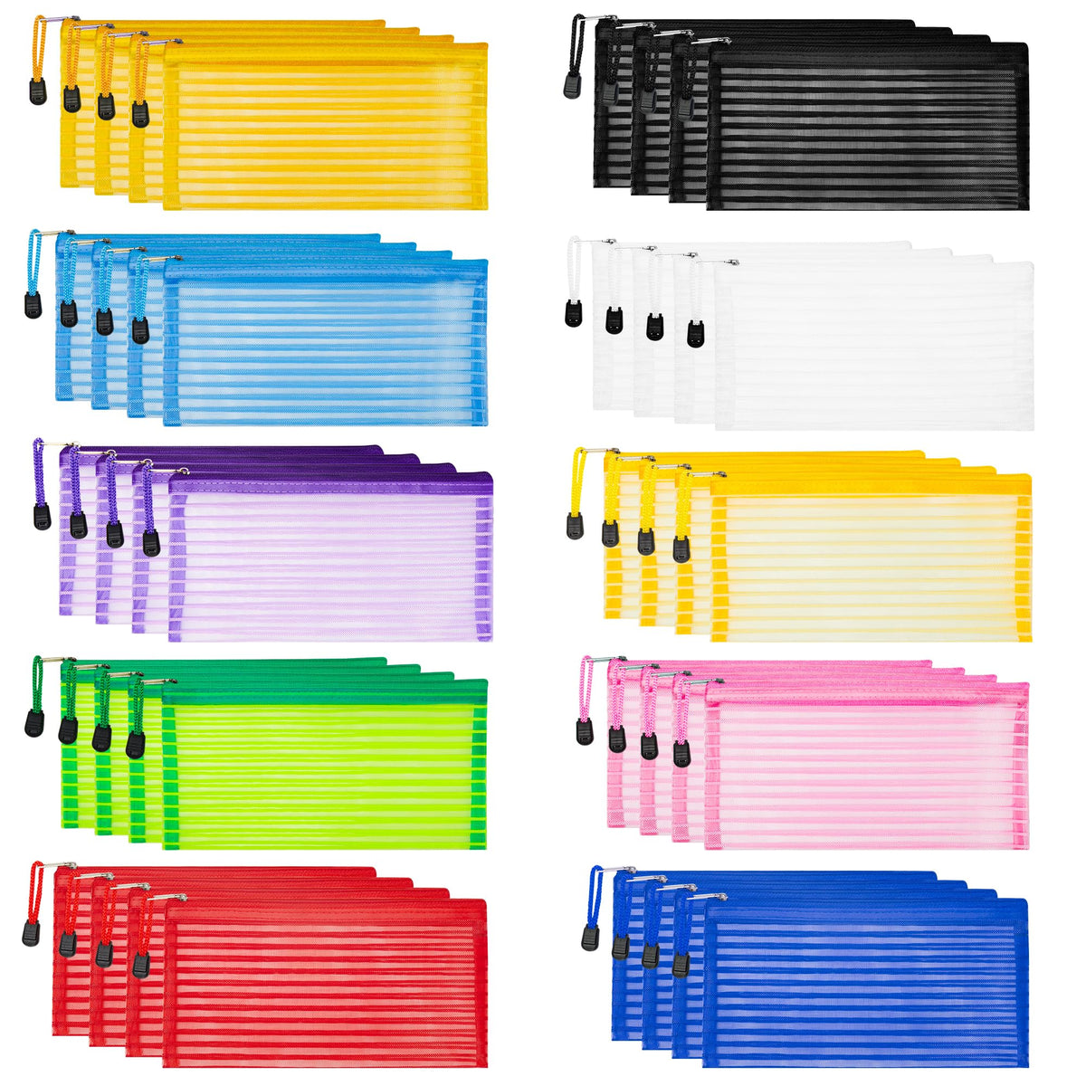 Jarlink 40-pack zipper mesh pouches in ten colors for organized storage.