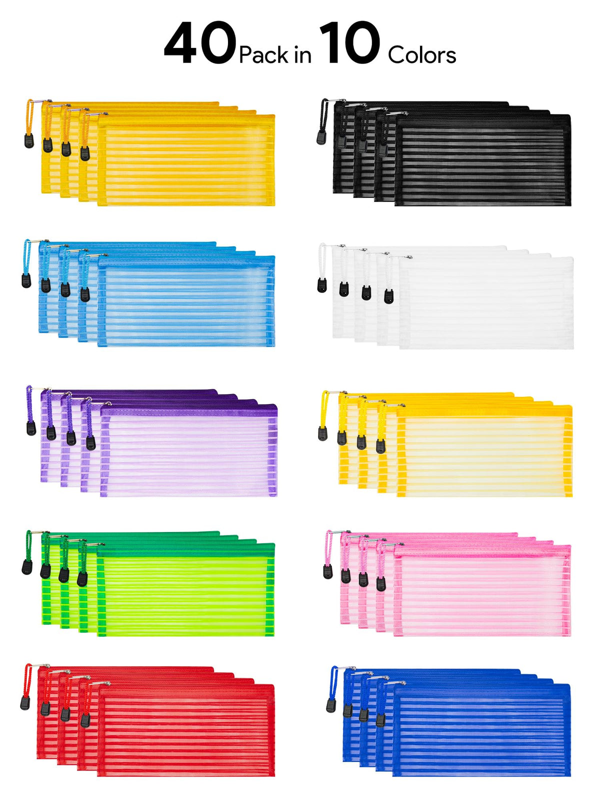 Jarlink multicolor pouches provide color-coded organization at a glance.