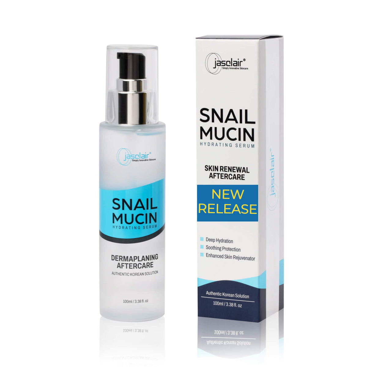 Jasclair snail mucin serum bottle for post-dermaplaning hydration