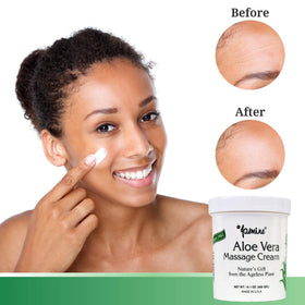 Jasmine Aloe Vera Massage Cream close-up on skin showing moisture absorption.
