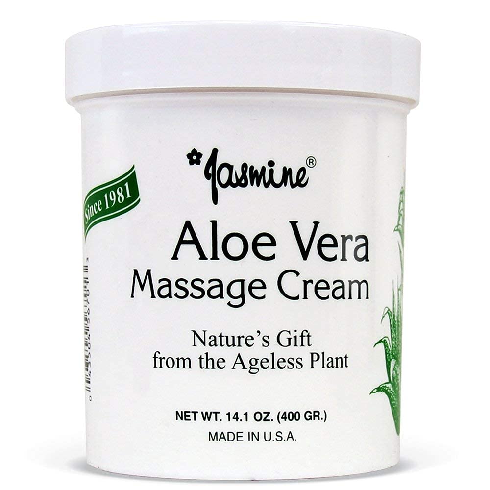 Jasmine Aloe Vera Massage Cream jar for daily facial and body hydration.