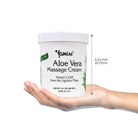 Jasmine Aloe Vera Massage Cream packaging display for home spa routine.