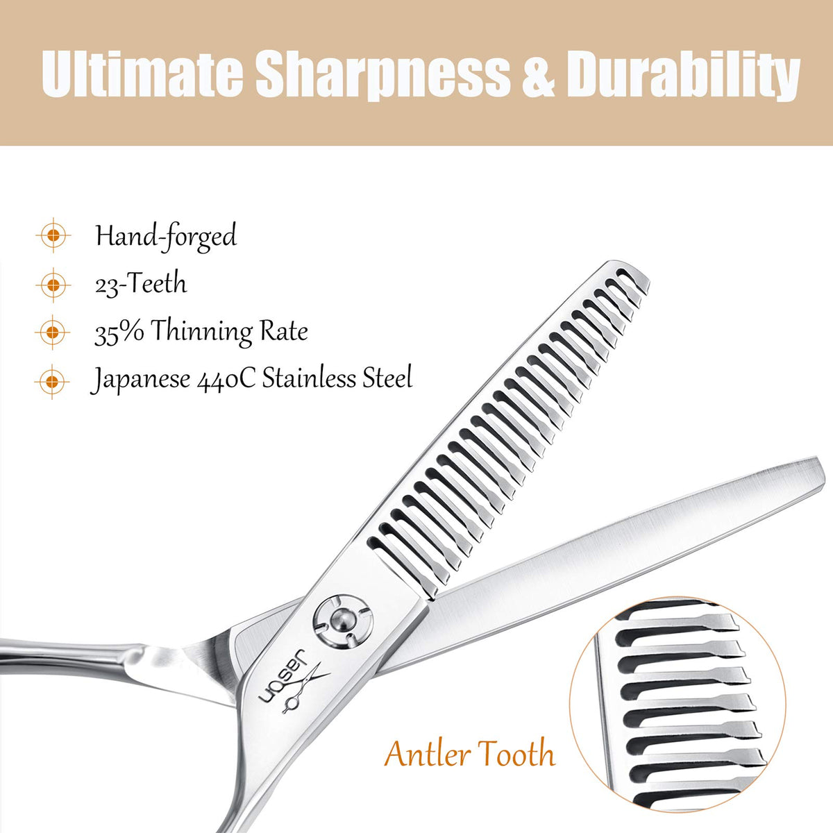 Jason 440C stainless steel blades deliver sharp, durable performance for precise texture shaping.