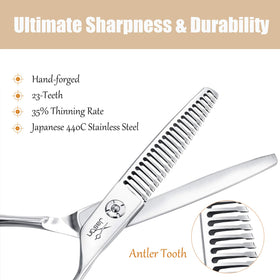 Jason 440C stainless steel blades deliver sharp, durable performance for precise texture shaping.
