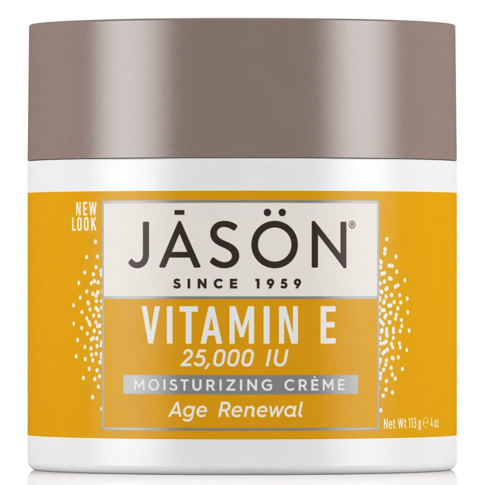 Jason Age Renewal Vitamin E creme bottle for daily skin hydration.