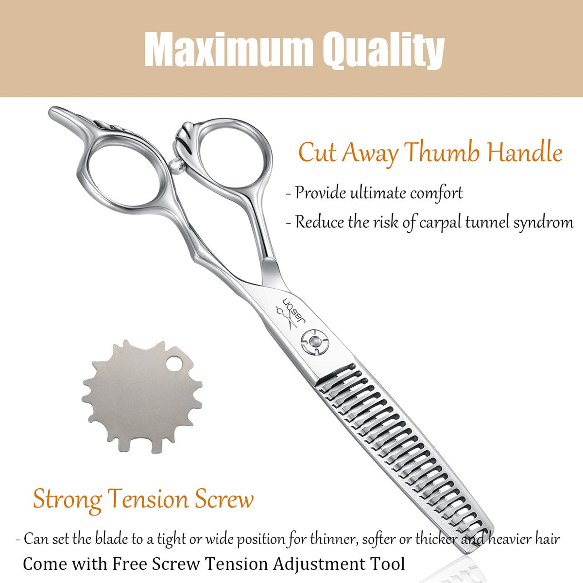 Jason blending texturizing scissors shown in close-up for smooth, line-free texture.