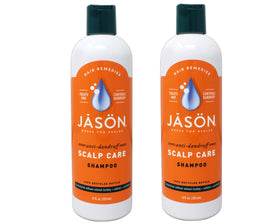 Jason Dandruff Relief Shampoo bottle 12 oz pack 2 with soothing formula.