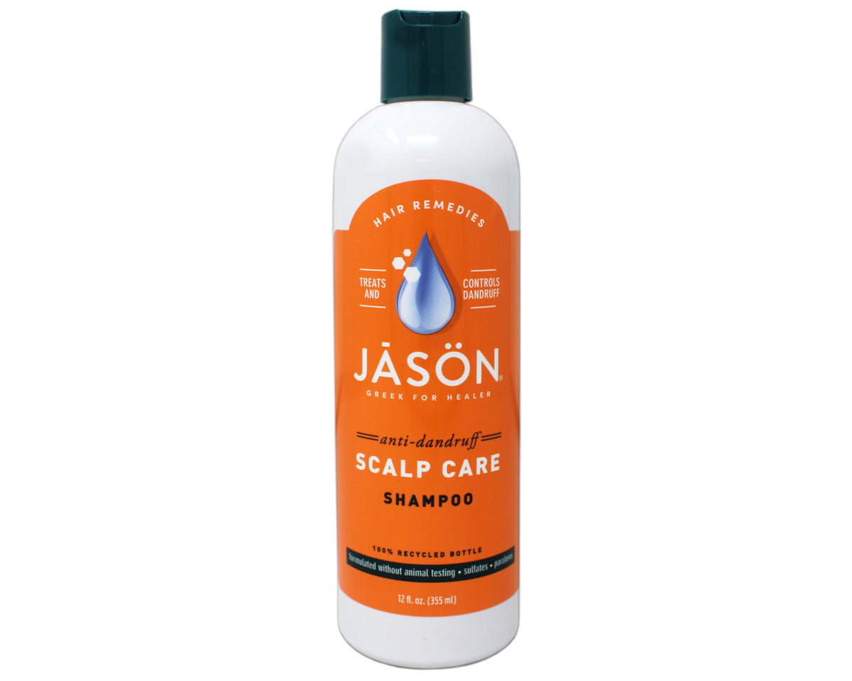Jason Dandruff Relief Shampoo bottle side view showing clean, refreshing cleanse.