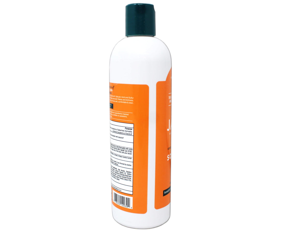 Jason Dandruff Relief Shampoo label close-up notes paraben- and sulfate-free formula.