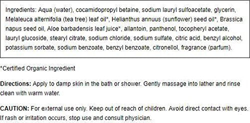 Creamy lather with Tea Tree scent, ideal for a refreshing cleanse.