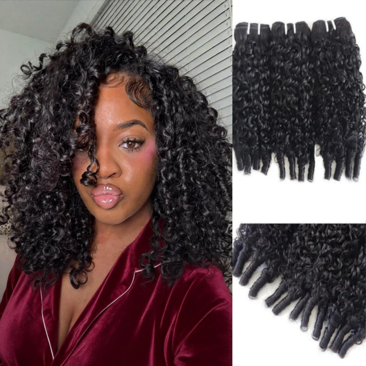Jasperel Burmese curly bundles 12 inch weft for a natural blend.
