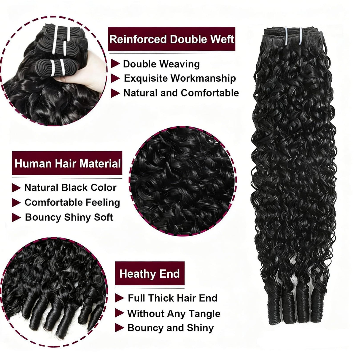 Jasperel Burmese curly bundles 14 inch weft adds volume and softness.
