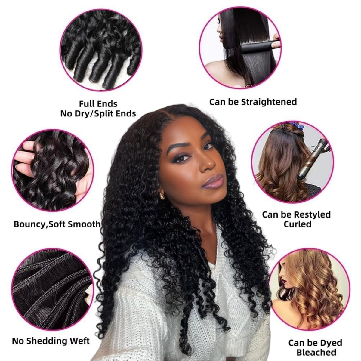 Jasperel Burmese curly bundles 16 inch weft for long, bouncy waves.