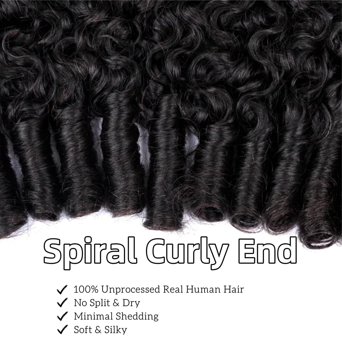 Jasperel spiral-end Burmese curly texture enhances curl definition.