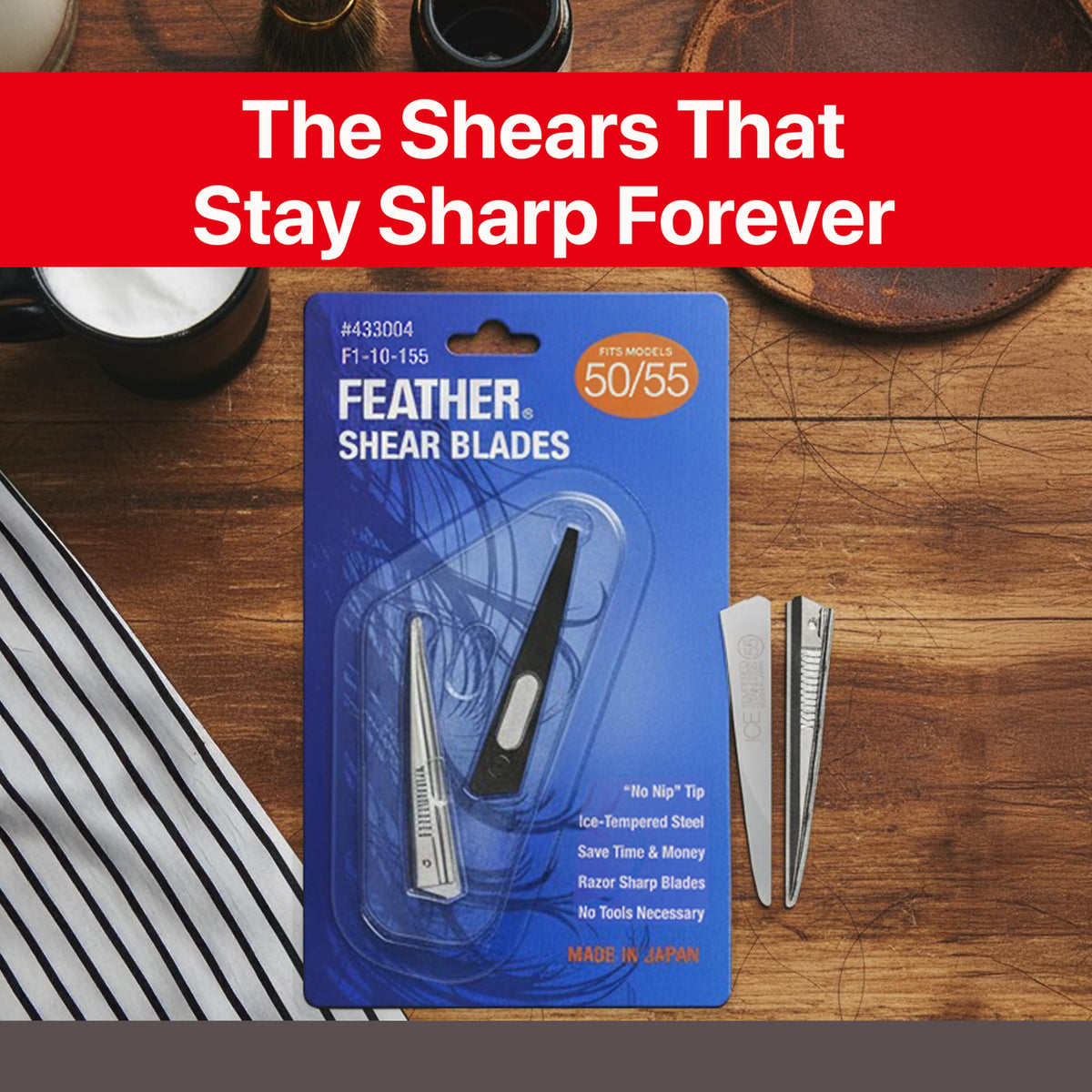 Jatai Feather blades held by stylist during trimming