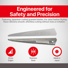 Jatai Feather no-nip tip blades shown in action for smooth, safe cutting
