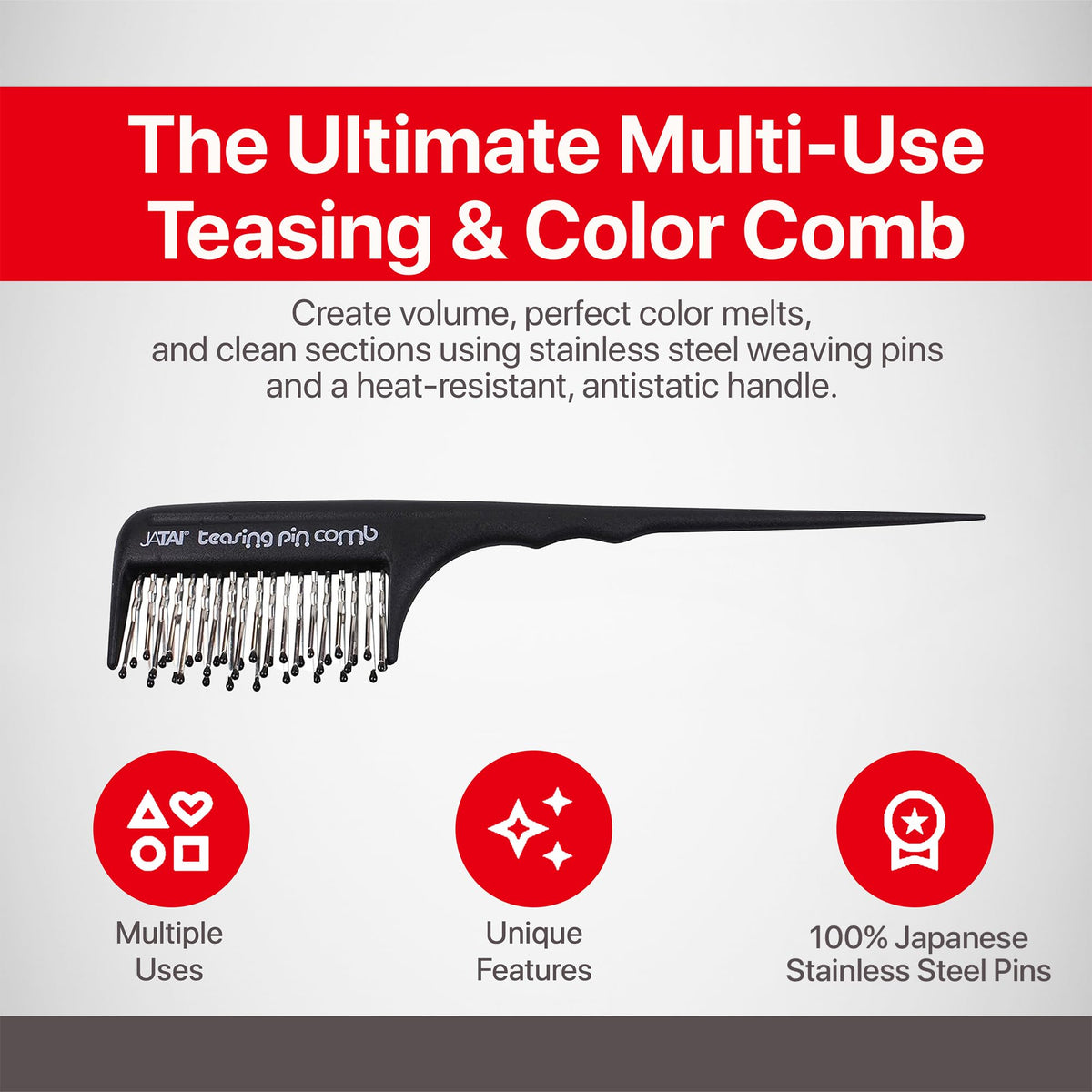 Jatai teasing comb backcombing for volume and texture.