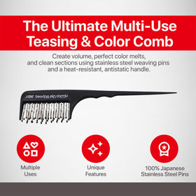 Jatai teasing comb backcombing for volume and texture.