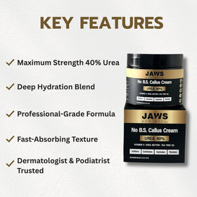Jaws Podiatry Urea Cream hypoallergenic unscented for sensitive skin.