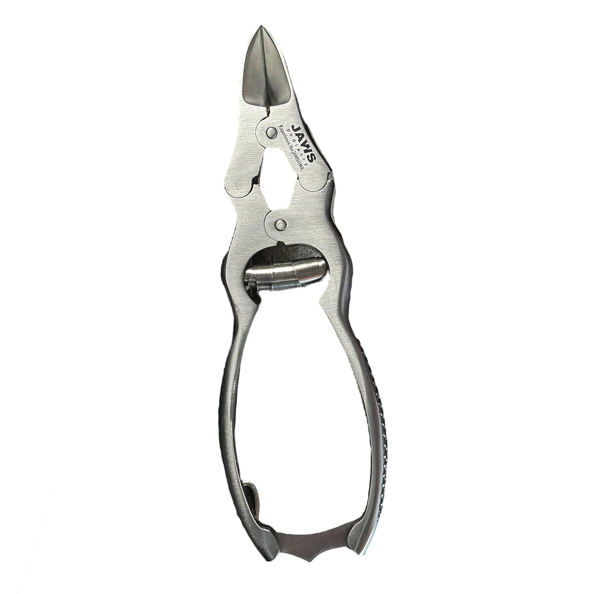 Jaws Podiatry large surgical-grade toenail clippers in use for precise trims.