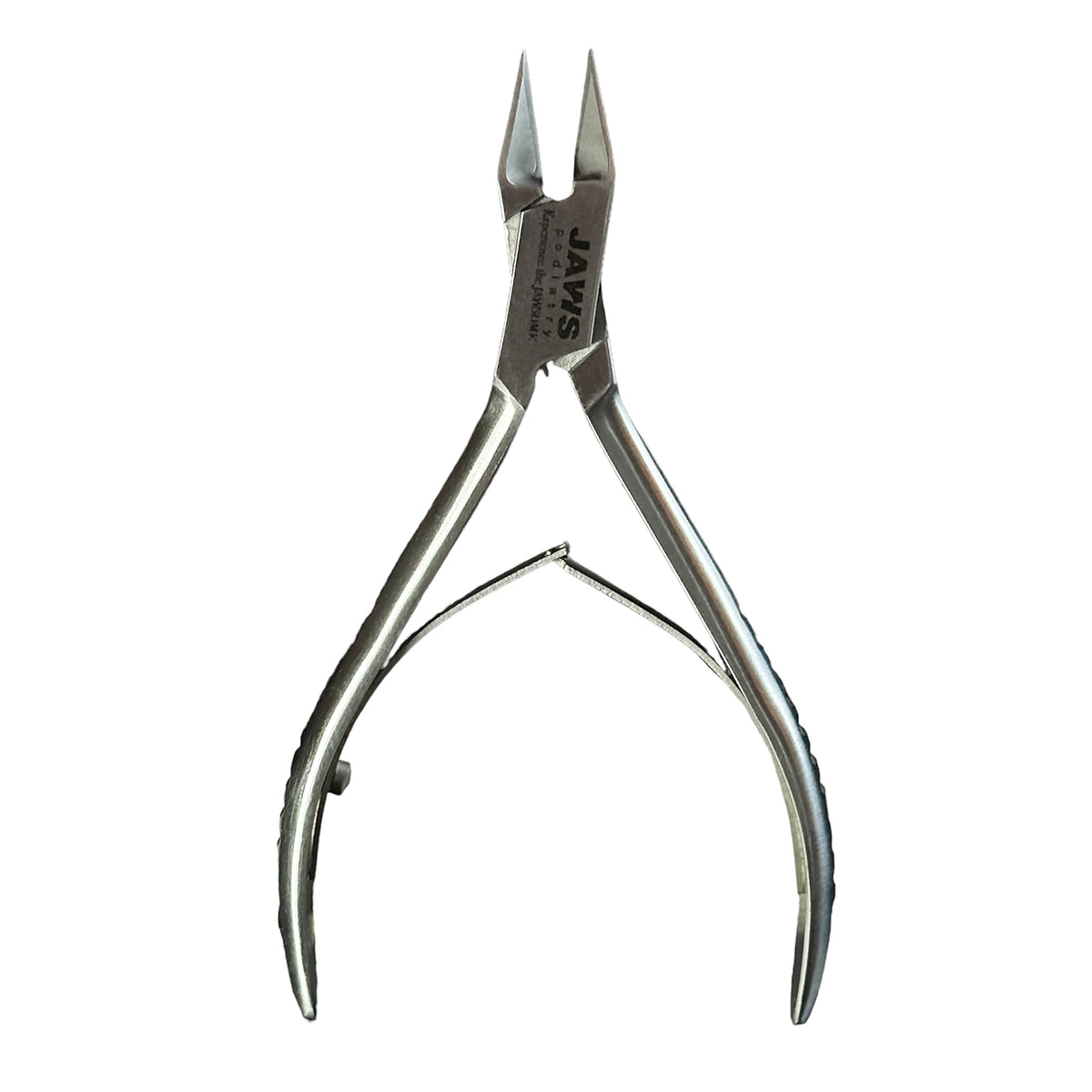 Jaws Podiatry toe nail clippers close up of surgical-grade stainless steel blades for durability