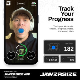 Jawzrsize on the go use device shown during daily routine for portable facial workouts.