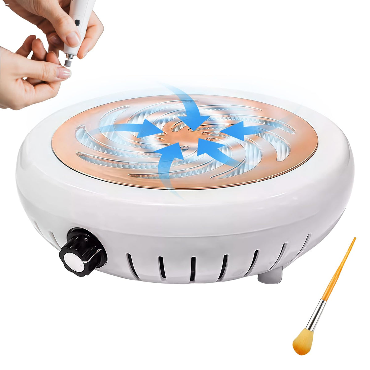 Jaxbo Nail Dust Collector front view keeps your workspace clean during filing