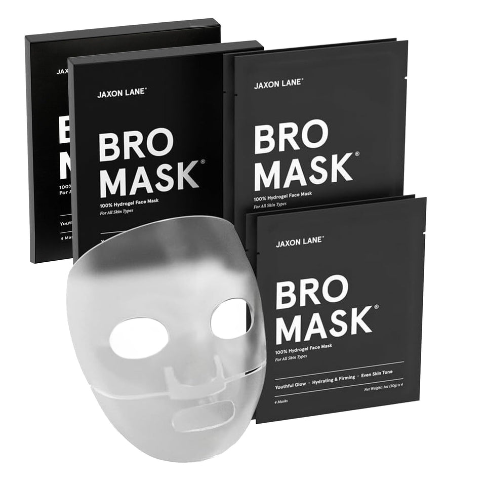 JAXON LANE BRO MASK packaging highlights premium men's skincare branding.