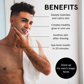 Beard-friendly two-piece design fits comfortably around facial hair.