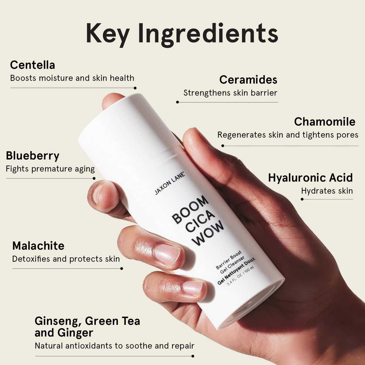 Foaming lather demonstrates gentle purification on the skin
