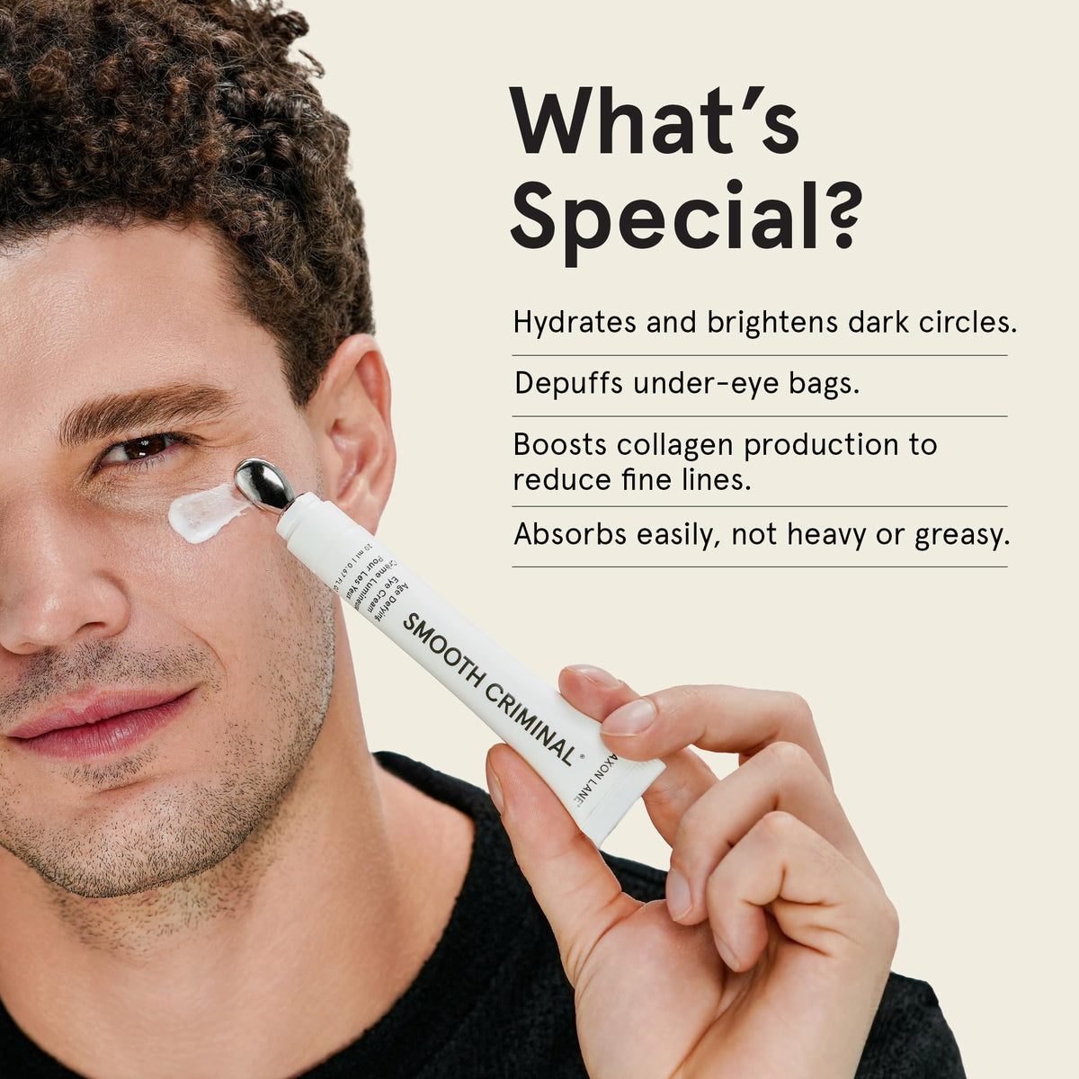 JAXON LANE cooling sensation application highlights instant awake look.