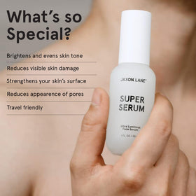 Texture on skin showing smooth, non greasy finish from JAXON LANE SUPER SERUM