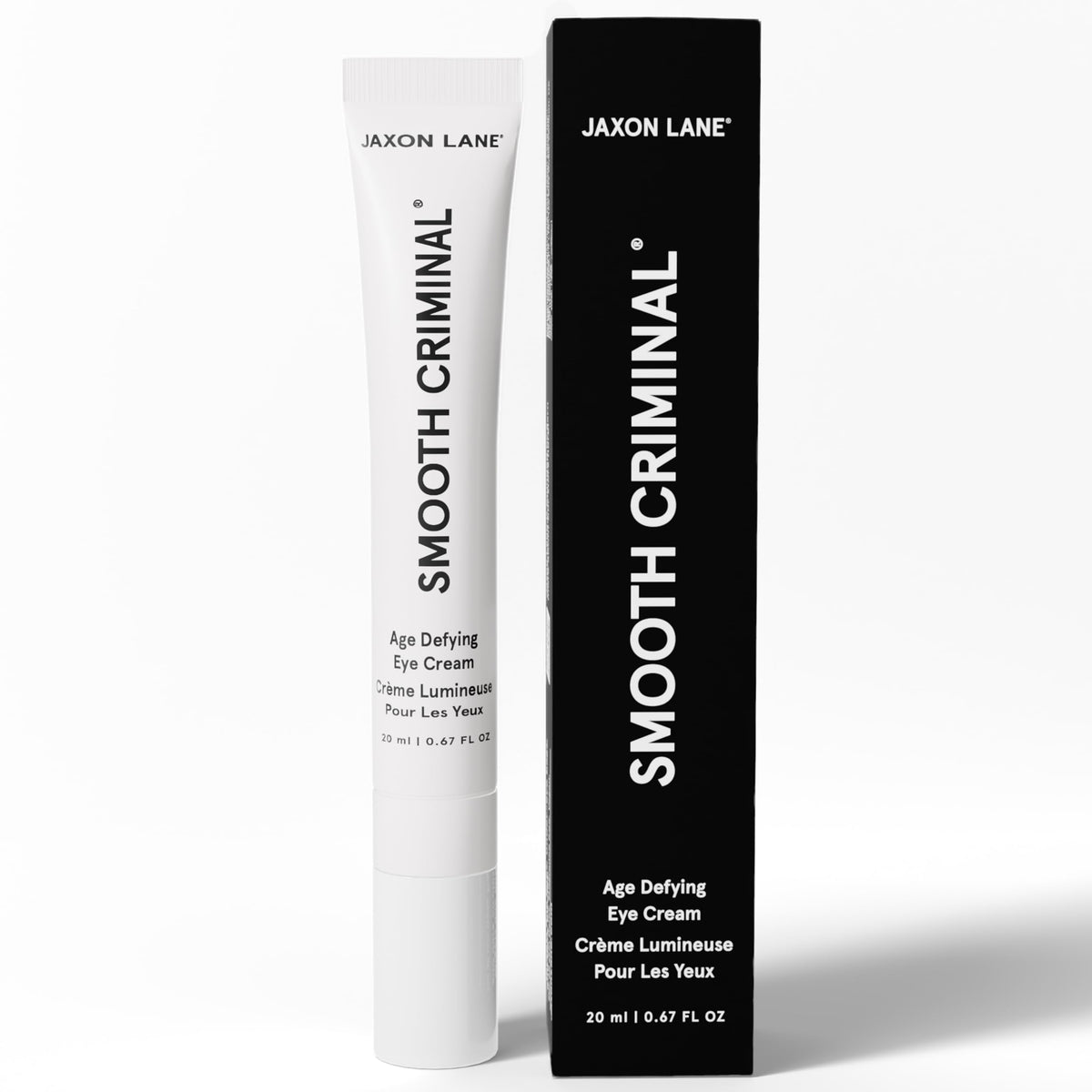 JAXON LANE under-eye cream tube closeup for cooling, refreshing eye care.