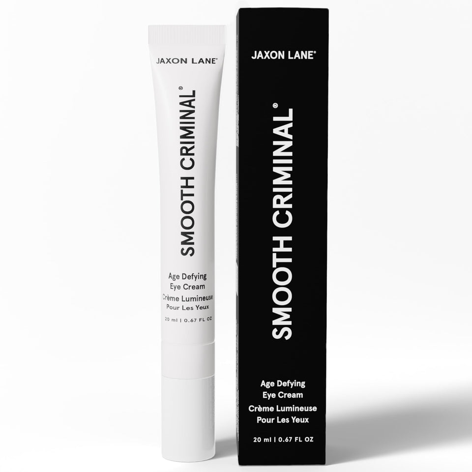 JAXON LANE under-eye cream tube closeup for cooling, refreshing eye care.
